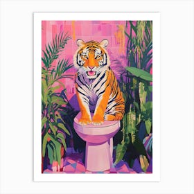 Tiger On Toilet Art Print