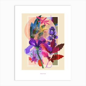 Aconitum 1 Neon Flower Collage Poster Art Print