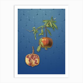 Vintage Pomegranate Botanical on Bahama Blue Pattern n.0224 Art Print