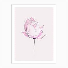 Pink Lotus Minimal Line Drawing 1 Art Print