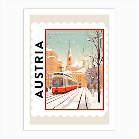 Retro Winter Stamp Poster Vienna Austria 2 Art Print