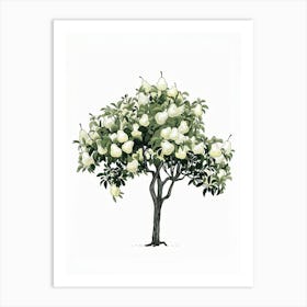 Pear Tree Pixel Illustration 4 Art Print