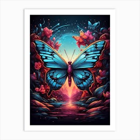 Butterfly In The Night Sky Art Print