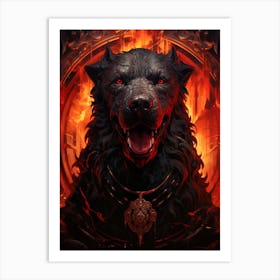 Wolf In Flames 6 Art Print