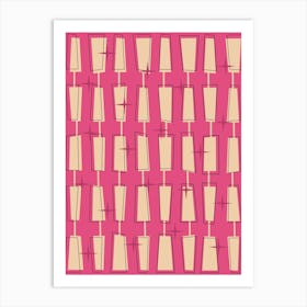 Mid Century Atomic Blocks Pink Art Print