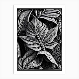 Coffee Leaf Linocut Art Print