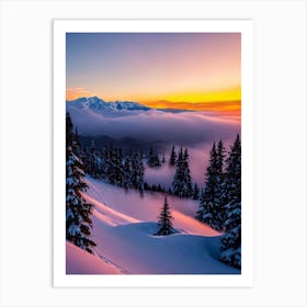 Furano, Japan Sunrise Skiing Poster Art Print
