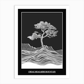 Creag Meagaidh Mountain Line Drawing 4 Poster Art Print