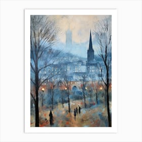 Winter City Park Painting Princes Street Gardens Edinburgh Scotland 1 Art Print