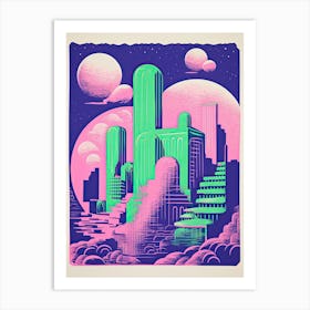 Perth In Risograph Style 3 Art Print