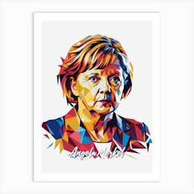 Angela Merkel 2 Portrait WPAP Pop Art Art Print