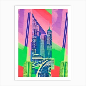 Port Of New York And New Jersey United States Retro Risograph Print 1 harbour Art Print