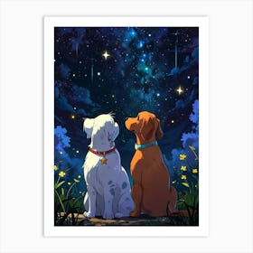 Two Dogs Looking At The Stars 11 Art Print