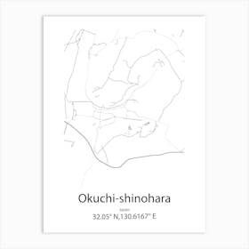 Okuchi Shinohara,Japan Minimalist Map Art Print