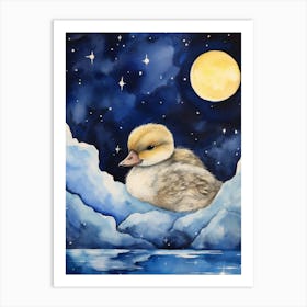 Baby Goose Sleeping In The Clouds Art Print