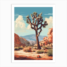  Retro Illustration Of A Joshua Tree In Rocky Landscape 1 Art Print
