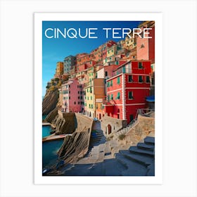 Colourful Cinque Terre Italy travel poster Art Print Art Print