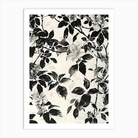 Great Japan Hokusai Black And White Flowers 21 Art Print