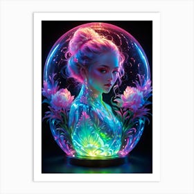 Asian Girl In A Glass Ball Art Print