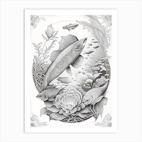 Beni Kumonryu Koi Fish Haeckel Style Illustastration Art Print