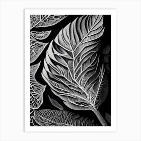 Sandalwood Leaf Linocut 1 Art Print