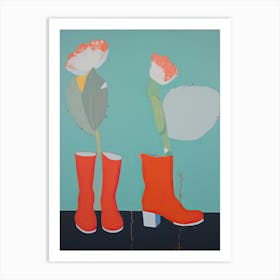 Painting Of Cowboy Boots With Flowers, Pop Art Style 6 Art Print