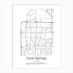 Coral Springs,United States Minimalist Map 1 Art Print