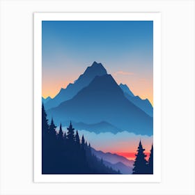 Misty Mountains Vertical Composition In Blue Tone 182 Art Print