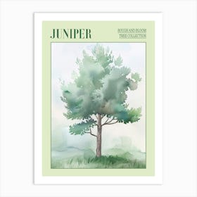 Juniper Tree Atmospheric Watercolour Painting 2 Poster Art Print