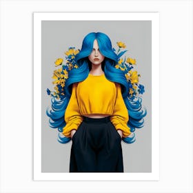 Blue Haired Girl 2 Art Print