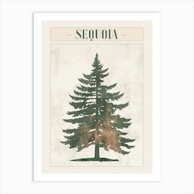 Sequoia Tree Minimal Japandi Illustration 3 Poster Art Print