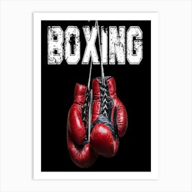 Boxing Gloves On Black Background Art Print