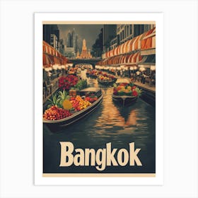 Aihrgdesign A Classic 1960s Travel Poster For Bangkok 2 Art Print