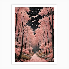 Pink Bat Forest Art Print