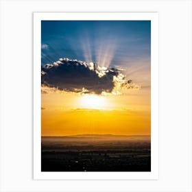 An Idyllic Sunset Unfolds In Heaven Where Beautiful Sun Rays Pierce Through The Clouds Creating A P (2) 2 Art Print