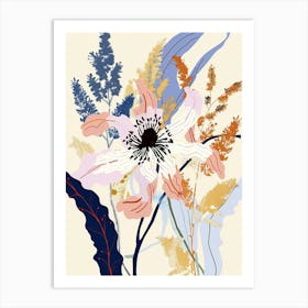 Colourful Flower Illustration Nigella Love In A Mist 1 Art Print