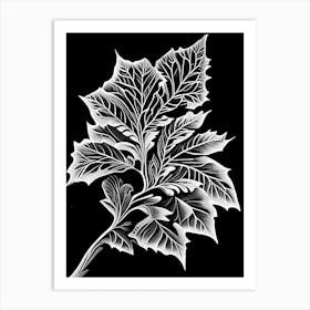 Cherry Leaf Linocut 2 Art Print