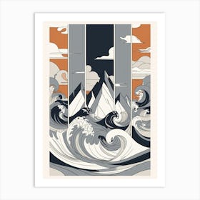 Waves And Mountains 2 Art Print