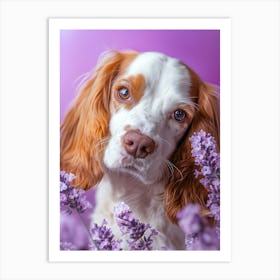 Lavender Dog Portrait.Generated AI. Wall Art Print.Generated AI. Wall Art Print Art Print