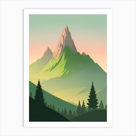 Misty Mountains Vertical Composition In Green Tone 219 Art Print