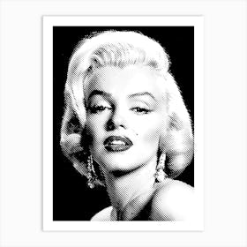 Marilyn Monroe Black White Line Art Art Print