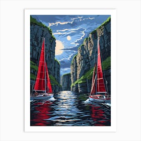 Sailboats In The Bay 1 Art Print