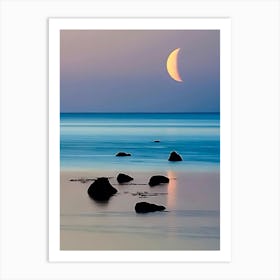 Moonrise Over The Ocean Art Print