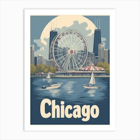 Aihrgdesign A Classic 1960s Travel Poster For Chicago Art Print