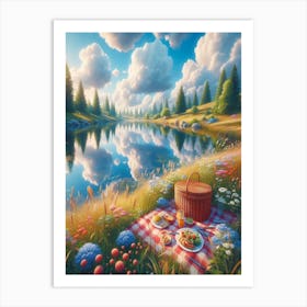 Picnic By The Lake Art Print