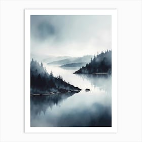 Misty Lake Canvas Print Art Print