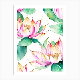 Lotus Flower Pattern Watercolour 1 Art Print