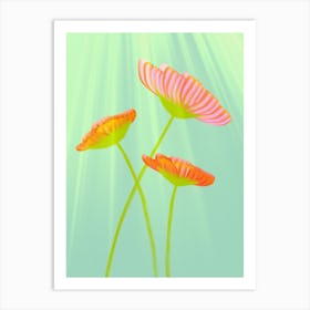 Sunlit Trio - Modern Radiant Orange Flowers Art Print