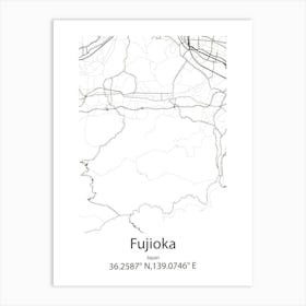 Fujioka,Japan Minimalist Map Art Print