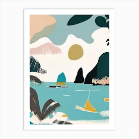 Ko Yao Yai Thailand Muted Pastel Tropical Destination Art Print